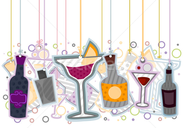 Photo stock: Cocktails · design · verre · bar · bouteille