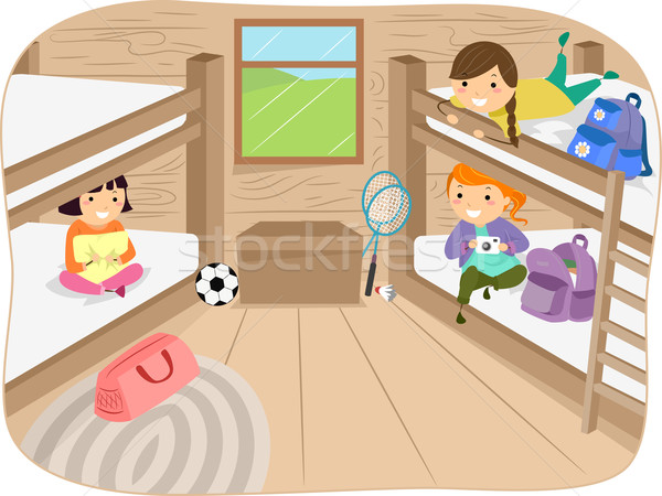Ninas cabina ilustración niñas campamento Foto stock © lenm