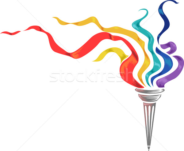 Stock fotó: Zseblámpa · színek · papír · csíkok · illusztráció · színes