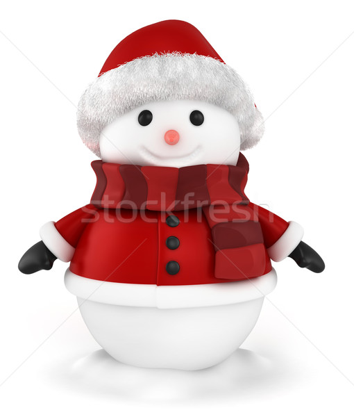 Boneco de neve ilustração 3d feliz neve inverno férias Foto stock © lenm