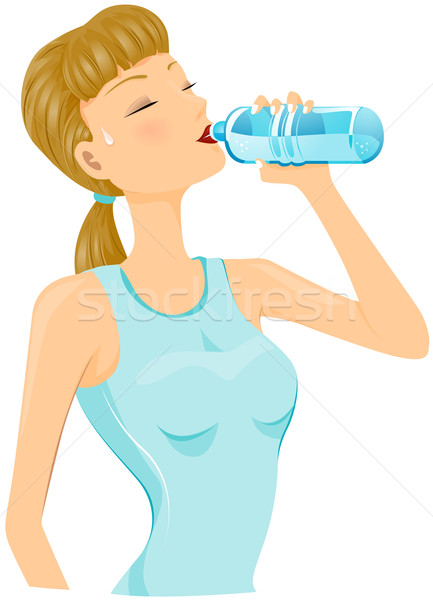 Trinkwasser Mädchen Wasser Karikatur isoliert Stock foto © lenm