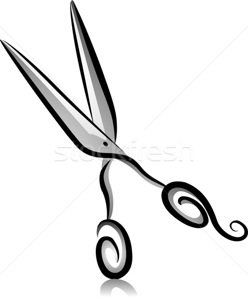 Nożyczki ilustracja czarno białe projektu czarno-białe cartoon Zdjęcia stock © lenm