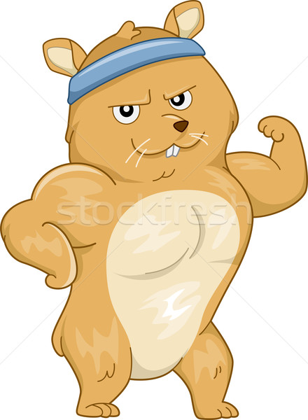 Chomika fitness maskotka ilustracja cyfrowe odizolowany Zdjęcia stock © lenm