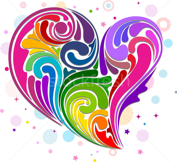 Rainbow illustration tourbillons forme coeur amour [[stock_photo]] © lenm