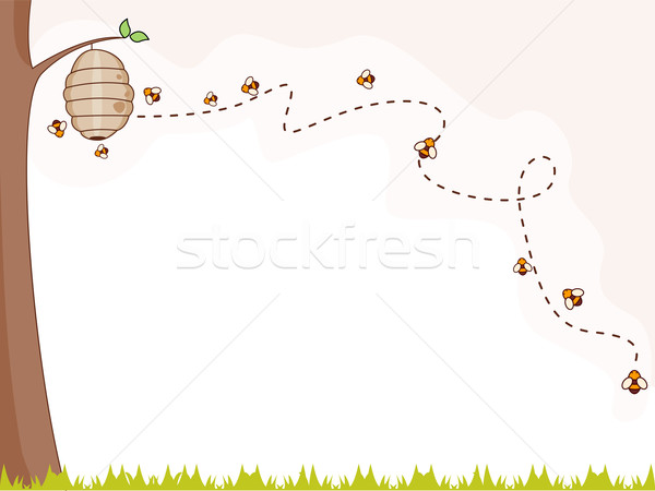Bee иллюстрация группа пчел Flying вокруг Сток-фото © lenm