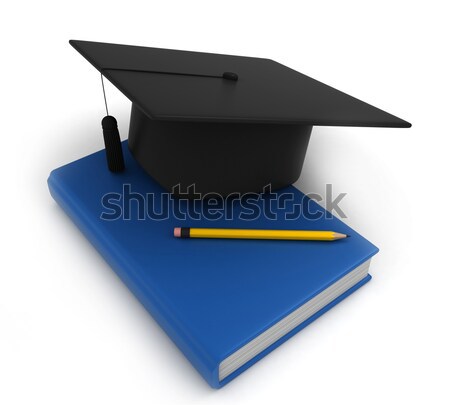 Graduation Cap Book and Pencil Stock photo © lenm