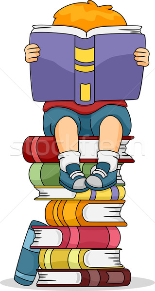 Zdjęcia stock: Czytania · chłopca · ilustracja · książki · posiedzenia