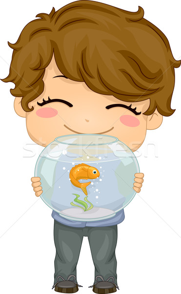 Little Boy with Pet Fish Stock photo © lenm