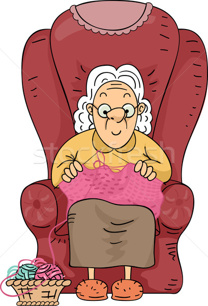 Stock photo: Senior Woman Knitting