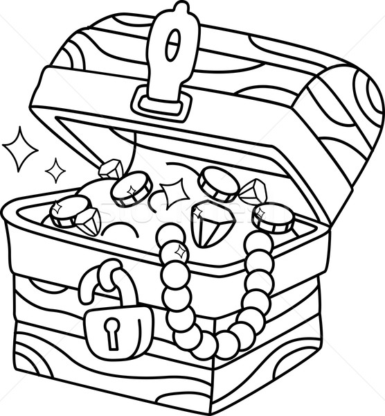 Coloring Page Treasure Chest Stock photo © lenm