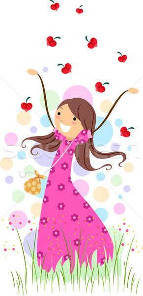 Menina feliz ilustração menina jogar amor natureza Foto stock © lenm