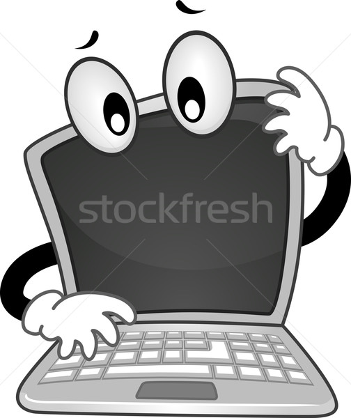Mascot Laptop Confused Stock photo © lenm