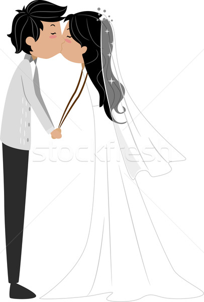 Recién casados ilustración recién casado Pareja beso Foto stock © lenm