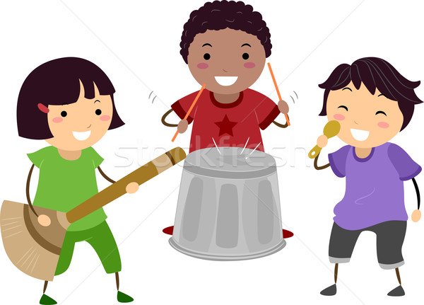 Bandă rol joc ilustrare copiii se joacă imaginar Imagine de stoc © lenm