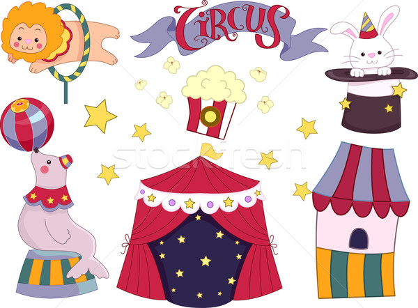 Circo elementi illustrazione leone cartoon carnevale Foto d'archivio © lenm