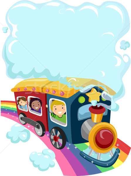 ストックフォト: 子供 · 虹 · 列車 · 実例 · 雲 · 煙