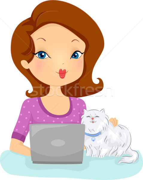 Pet online servizi illustrazione donna sito Foto d'archivio © lenm