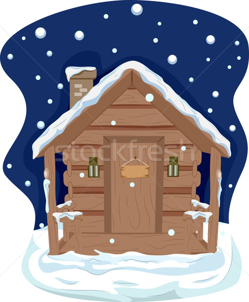 śniegu kabiny ilustracja dachu pokryty architektury Zdjęcia stock © lenm
