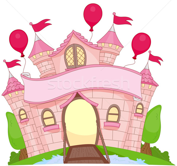Castelo ilustração colorido grande balões anexada Foto stock © lenm