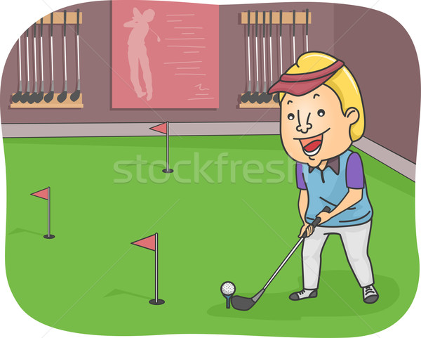 Man Golf Indoor Stock photo © lenm