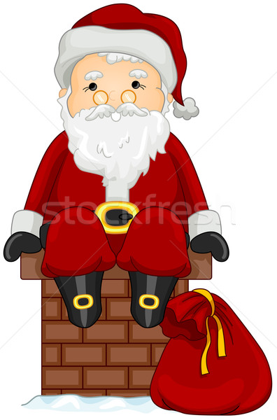 Stock photo: Santa on Chimney