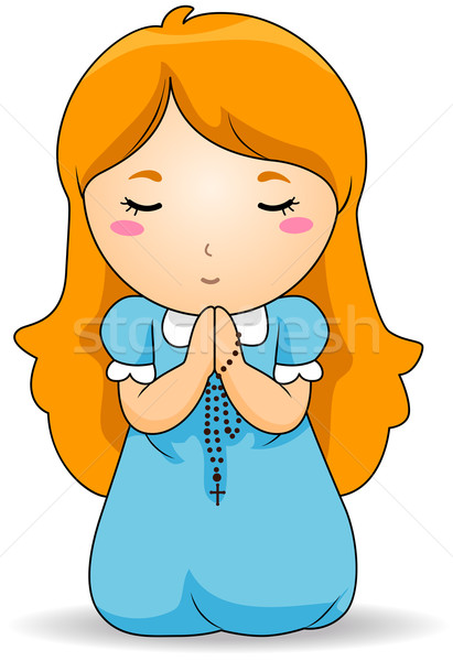 Modląc różaniec dziewczyna krzyż dziecko Zdjęcia stock © lenm
