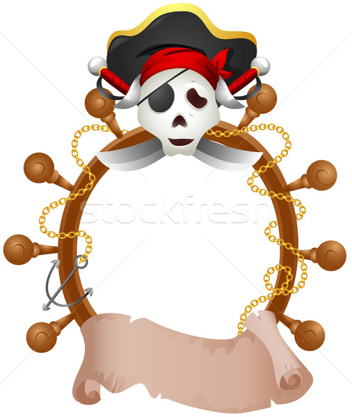 Korsan çerçeve dizayn kafatası zincir Stok fotoğraf © lenm