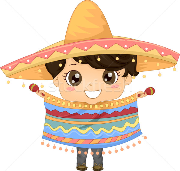 Mexicaanse jongen illustratie kostuum kid Stockfoto © lenm