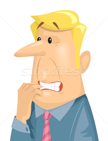 Homem mastigar unhas ilustração ansioso estresse Foto stock © lenm