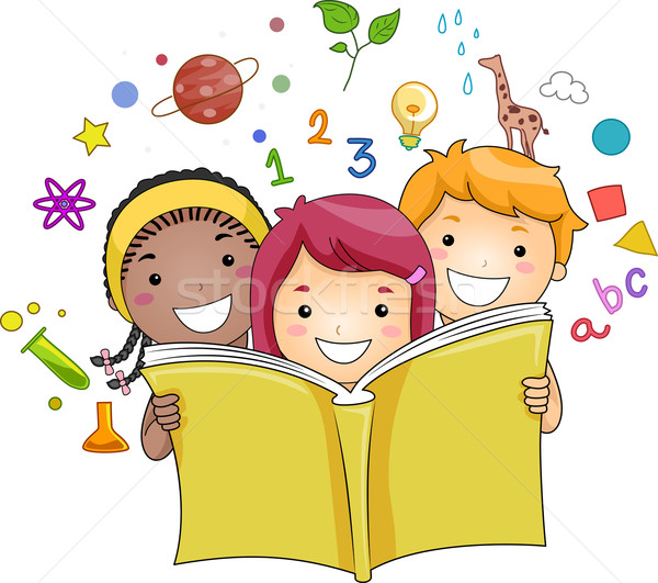 дети книга знания иллюстрация группа чтение Сток-фото © lenm