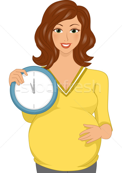 Maternidad fecha ilustración mujer embarazada reloj Foto stock © lenm