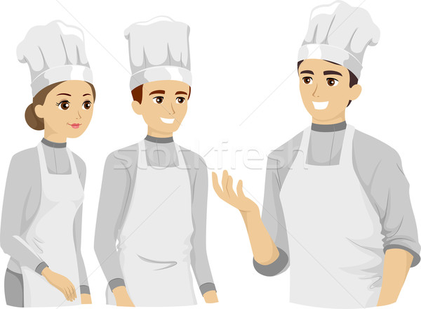 Kulinarny lekcja ilustracja studentów słuchania Zdjęcia stock © lenm