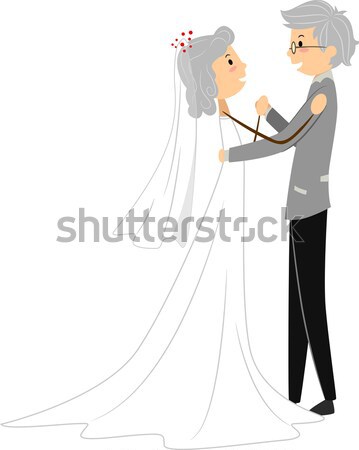 Recién casados ilustración recién casado Pareja nina matrimonio Foto stock © lenm