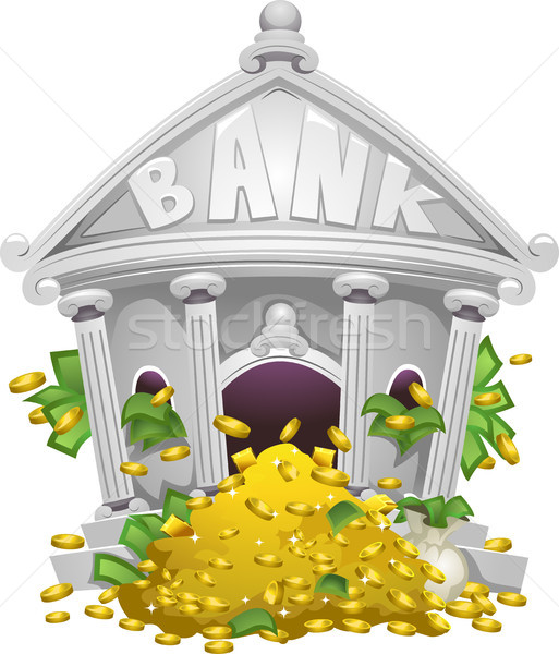 Banco completo dinheiro ouro ilustração moedas Foto stock © lenm