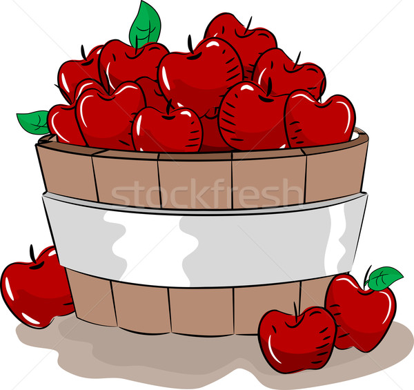 Stockfoto: Appel · emmer · illustratie · houten · vol · Rood