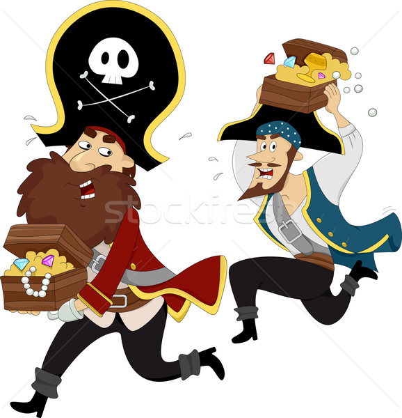 Piraci skarb pościg ilustracja mężczyzna inny Zdjęcia stock © lenm