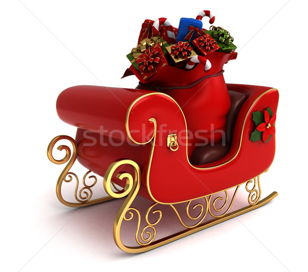 Weihnachten Schlitten 3D-Darstellung Lieferung Geschenke Feiertage Stock foto © lenm