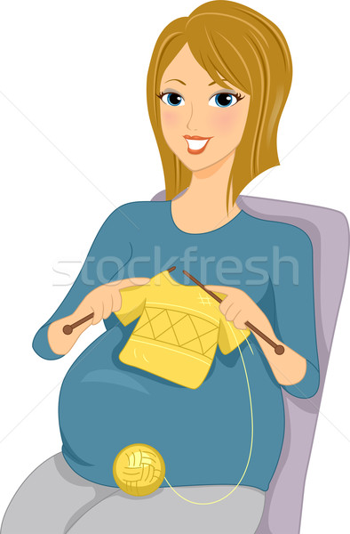 Pregnant Woman Knitting Stock photo © lenm