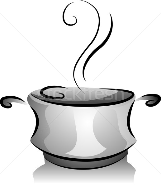 Zwart wit pot illustratie ontwerp rook zwart en wit Stockfoto © lenm