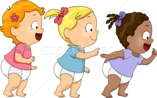 Sétál lánycsecsemők illusztráció helyes oldal képernyő Stock fotó © lenm