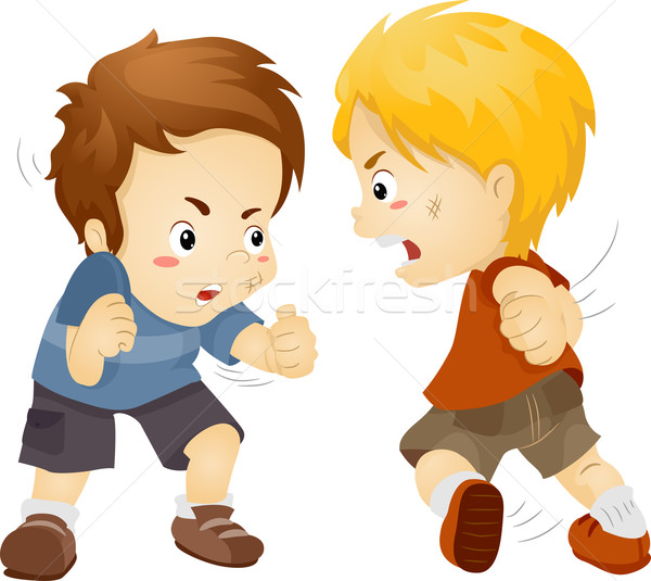 Lupta băieţi ilustrare doua şcoală copil Imagine de stoc © lenm