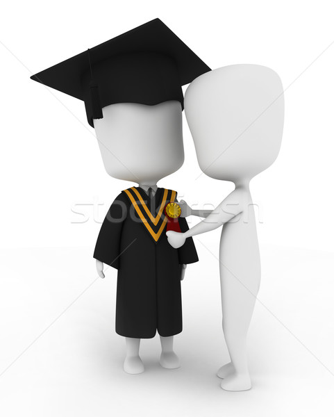 Man Pinning a Ribbon on a Graduate Stock photo © lenm