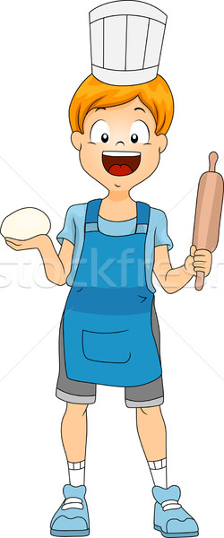 Nudelholz Illustration kid halten Küchenchef Junge Stock foto © lenm