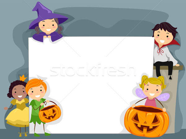 Foto stock: Halloween · conselho · ilustração · crianças · criança