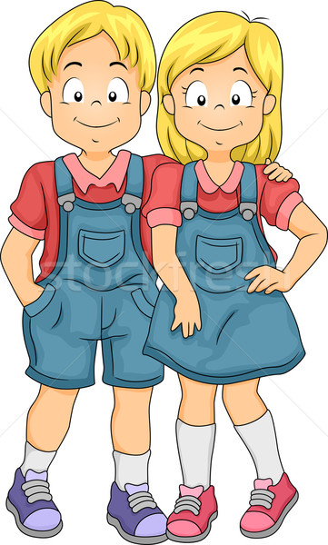 Boy And Girl Twins Vector Illustration C Lenm Stockfresh