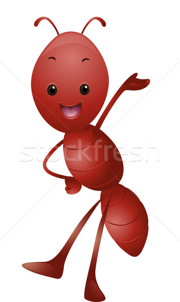 Heureux rouge fourmi illustration mains [[stock_photo]] © lenm