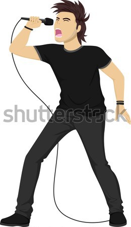 Teen Guy Singing Rock Stock photo © lenm