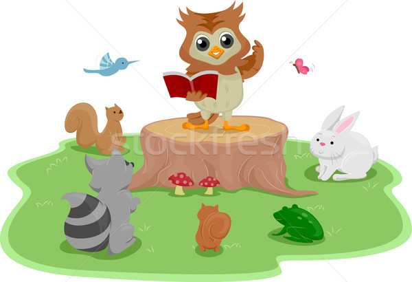 Okuma baykuş örnek ayakta ağaç kitap Stok fotoğraf © lenm