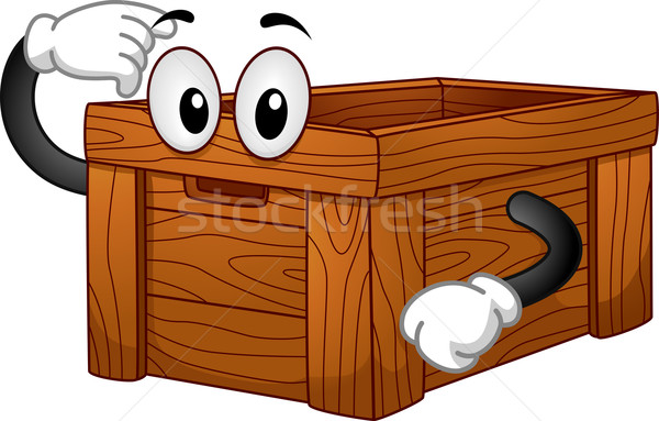 Wooden Box Mascot Stock photo © lenm