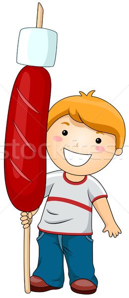 Jongen hotdog vlees kid stick Stockfoto © lenm